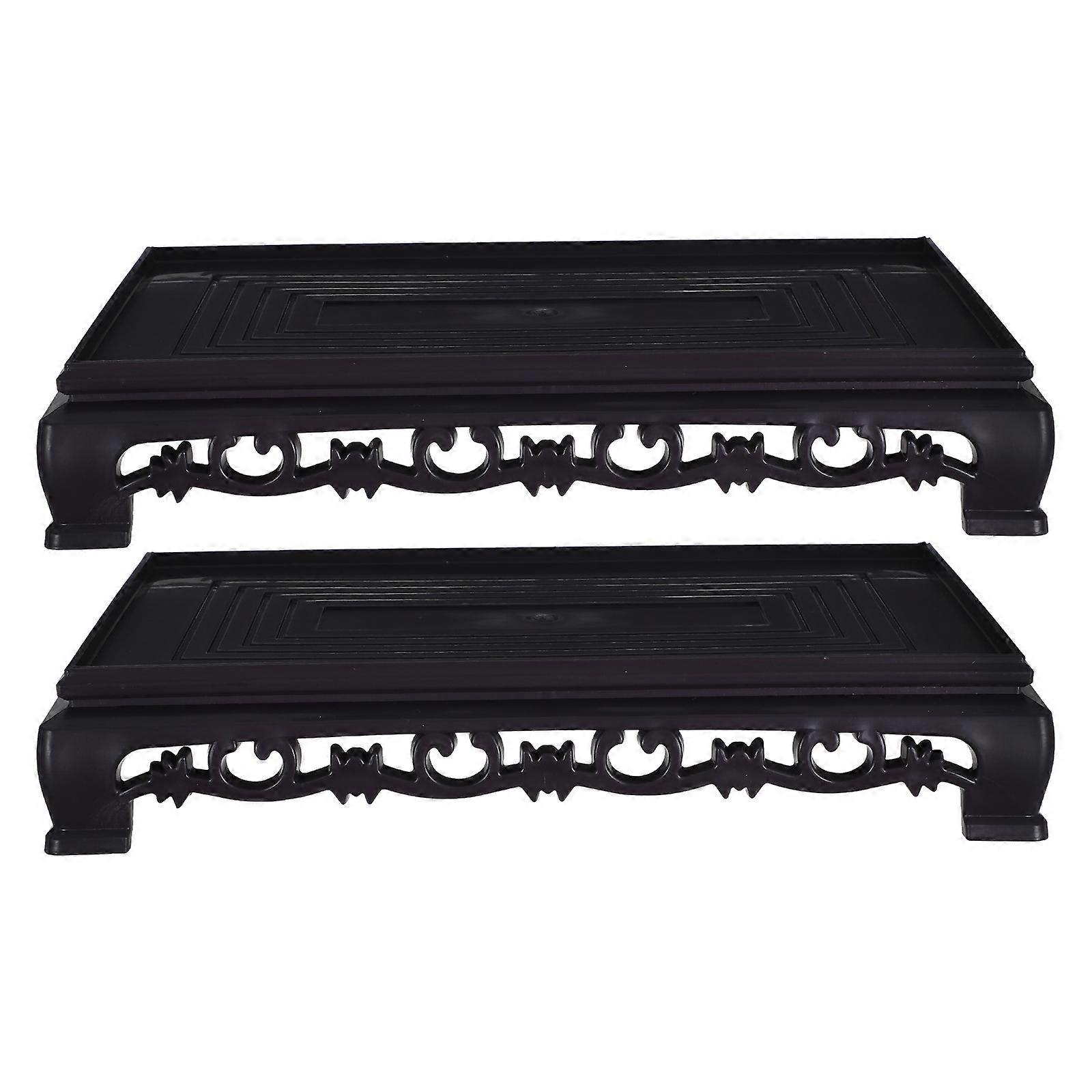 Plastic Plant Pot Riser Rectangular Display Shelf for Storage Use 2Pcs