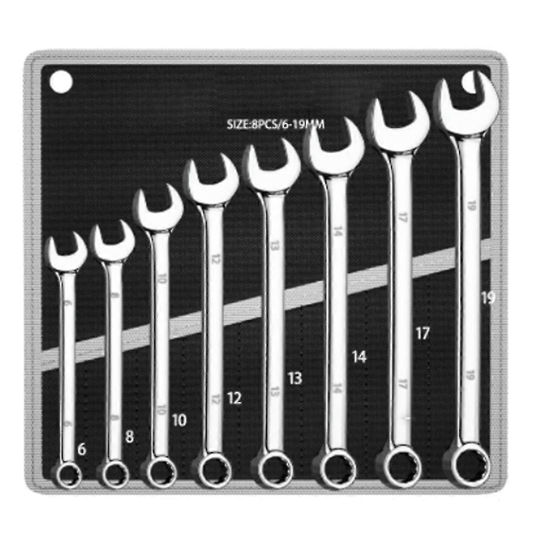 Combination Spanner Set, 8 Piece Set, 6-19mm Range, High-Percompatible withmance Quality,CR-V