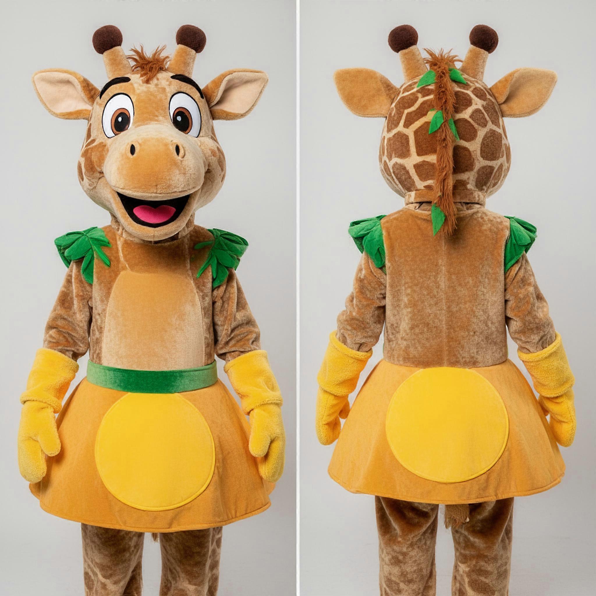 MASTICOT Tan Spotted Friendly Giraffe Mascot