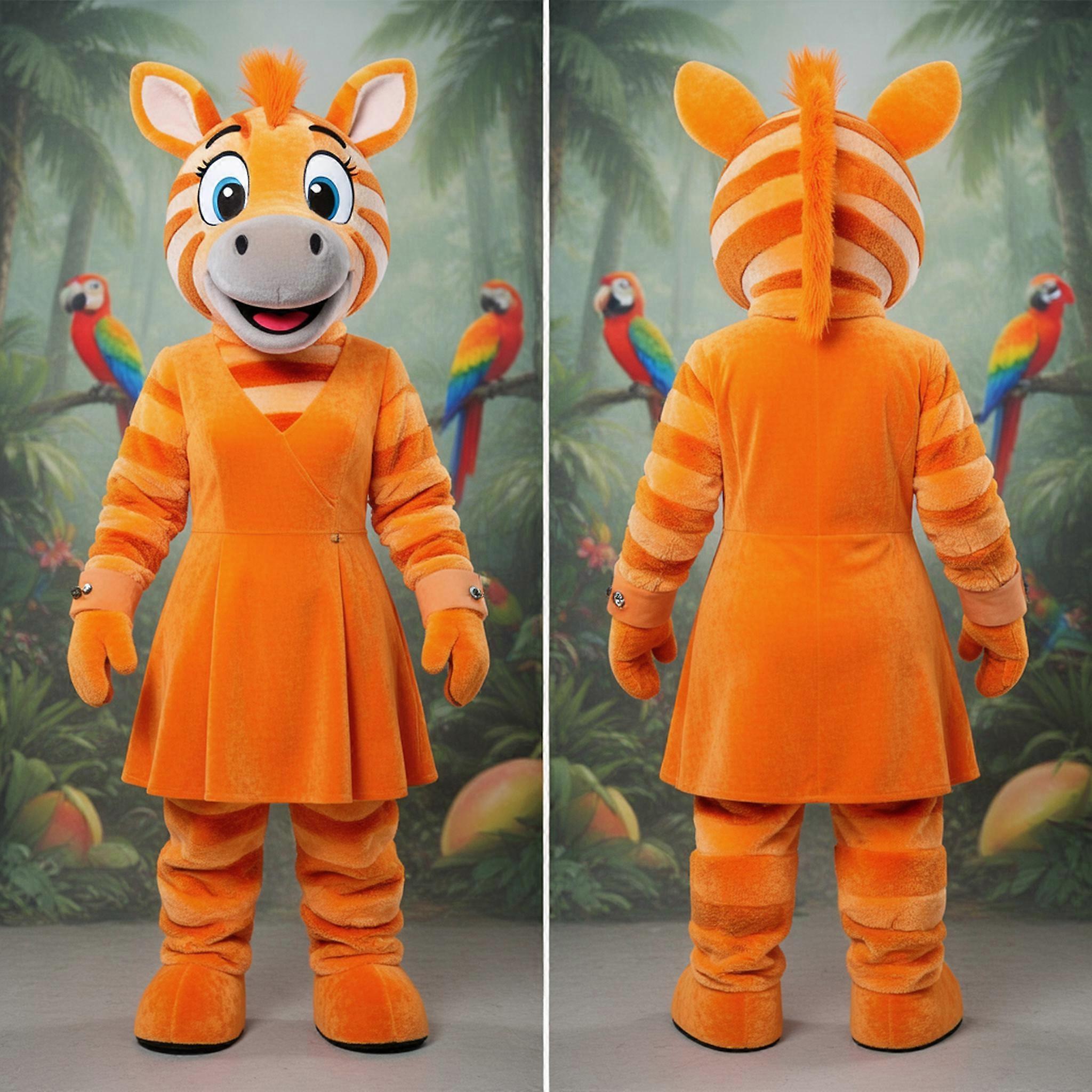 MASTICOT Mango Orange Cartoon Zebra Mascot