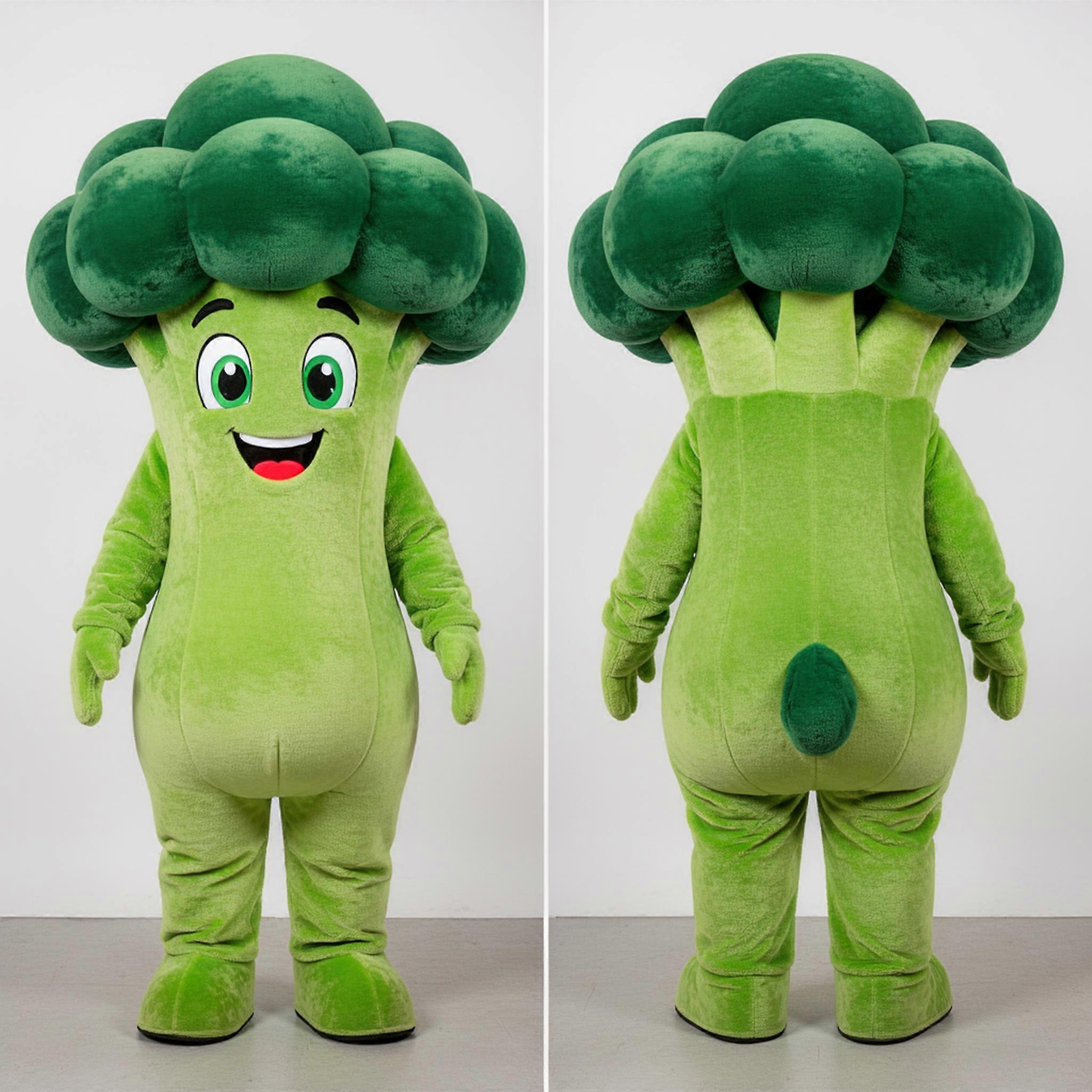 MASTICOT Lime Green Velvety Broccoli Mascot