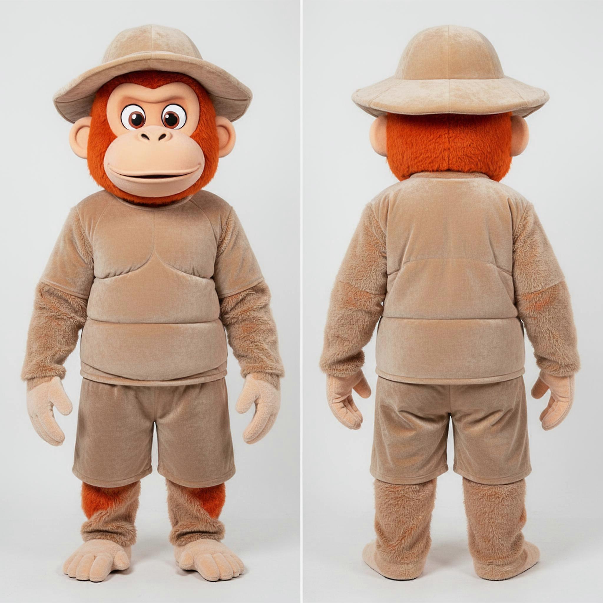 MASTICOT Beige Fluffy Orangutan Mascot