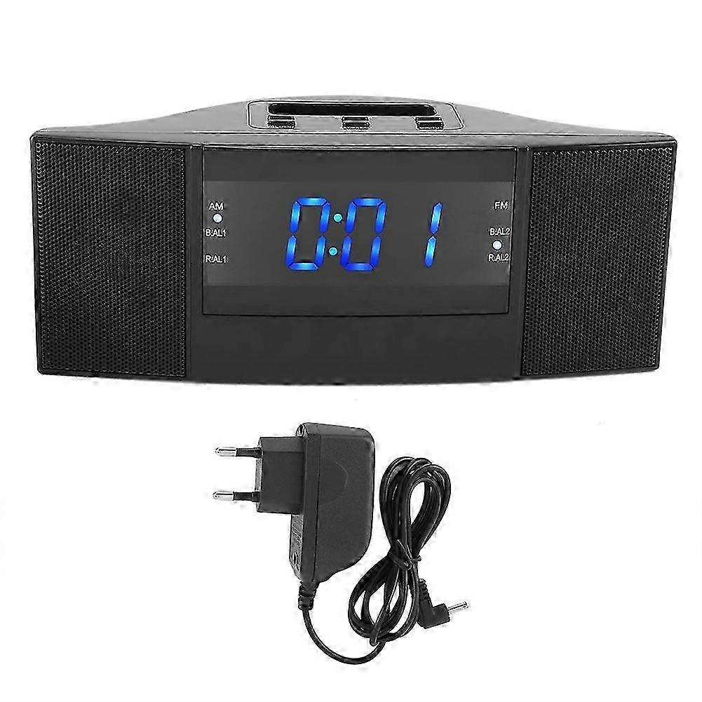 LED digital desktop alarm clock with FM/AM radio function, two-in-one functionality.