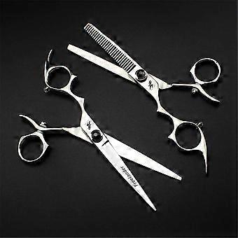 Professional Left Handed Hairdressing Scissors Set 6 Inch 440C Steel Cutting and Thinning Shears
