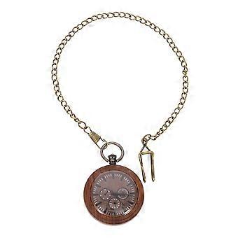 Retro-Taschenuhr aus Holz mit Kette zum Aufhängen im Freien