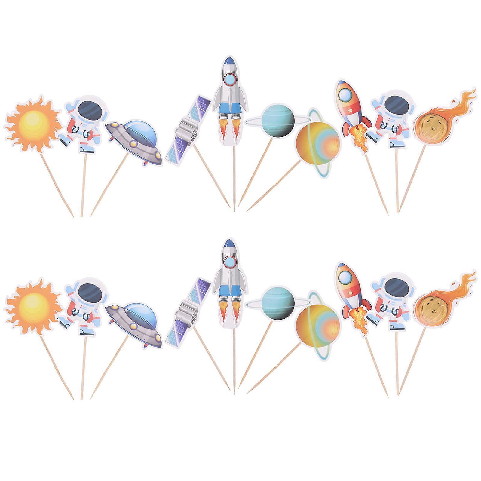 Space Birthday Cake Decorations Cake Insert Decor for Party 20Pcs