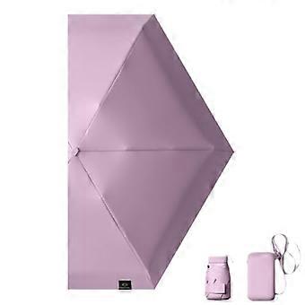 Compact Travel Umbrella with UVBlocking Vinyl Coating, Dual SunRain Protection, Light Purple Style C