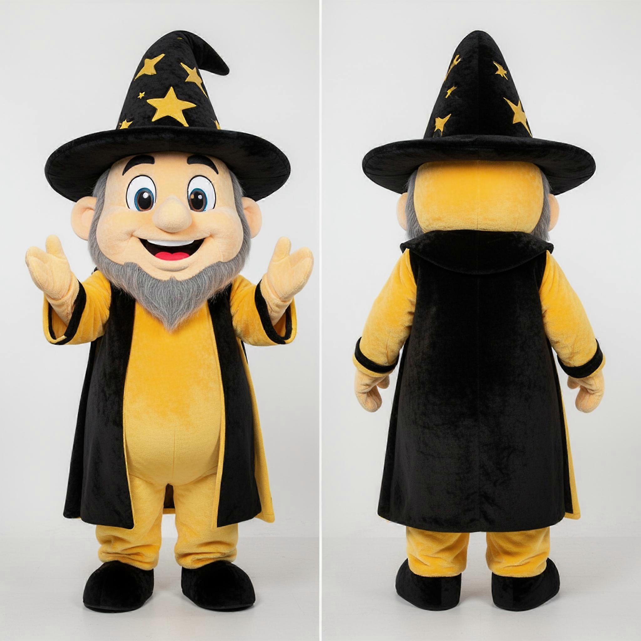 MASTICOT Velvet Yellow Smiling Wizard Mascot