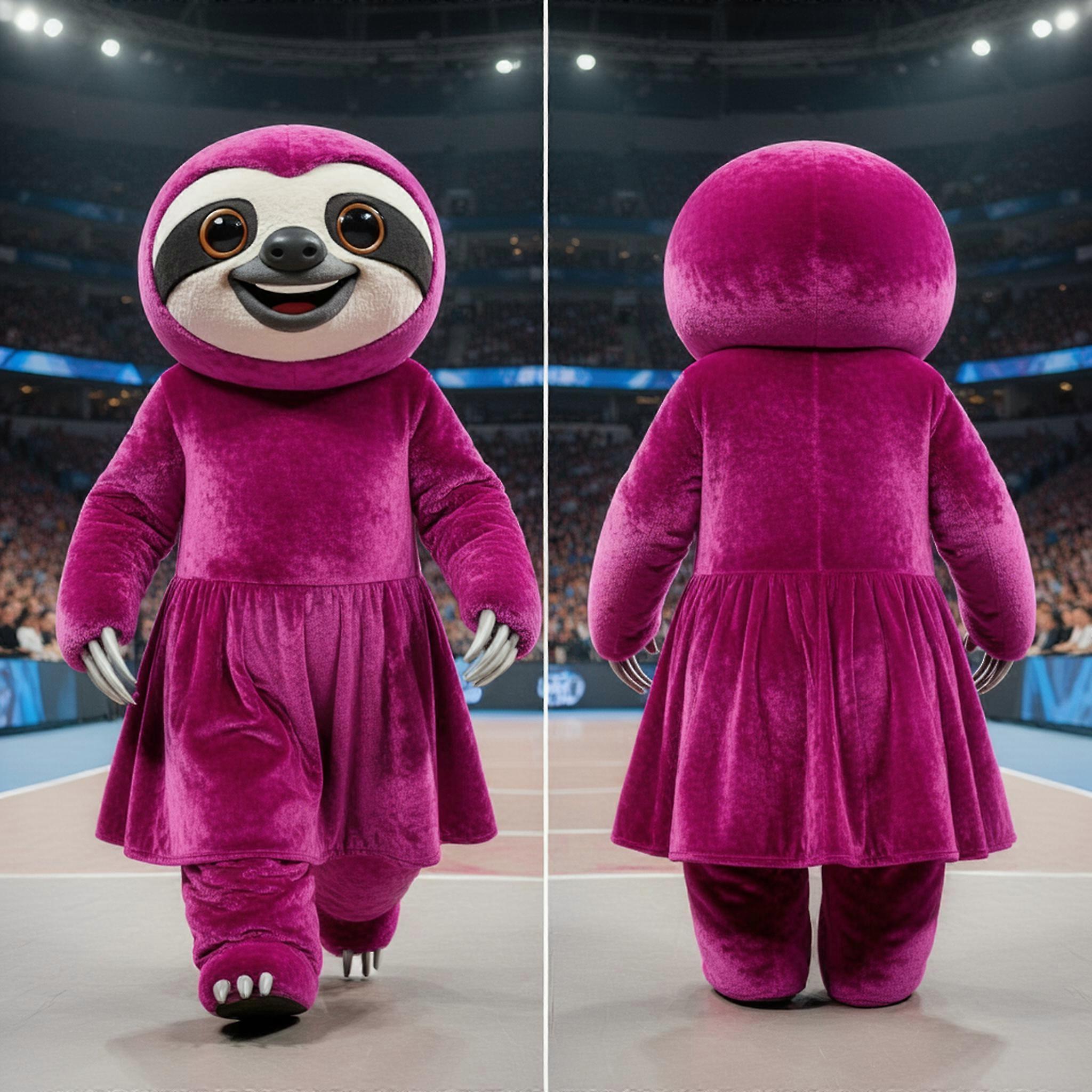 MASTICOT Magenta Velvety Sloth Mascot