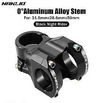Potencia de bicicleta Nanlio de alta resistencia, 28,6*31,8 mm de diámetro, 50 mm de longitud, ángulo de 0° - para bicicletas de montaña y de carretera, color plata espejo.