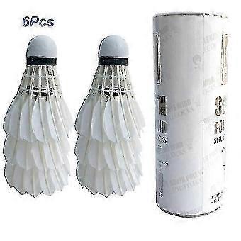 Badminton Shuttlecocks, Goose Broad Feather, Stable Flight, Durable, 6-Pack for Training and Games, Compatible with standard badminton rackets