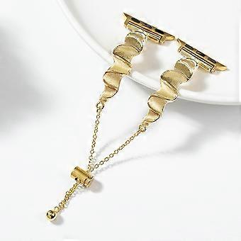 Luxury Gold Adjustable Bracelet Band for Apple Watch Women, Elegant Wavy Design Strap 38/40/41/42mm