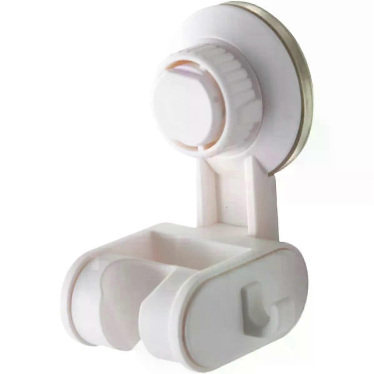 Drill Suction Cup Shower Head Holder Bracket Adjustable White