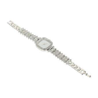 Reloj de pulsera para mujer con incrustaciones de strass, de estilo casual, con correa ajustable de color plateado.