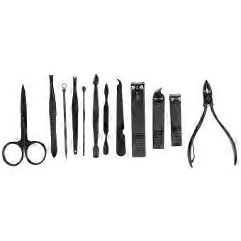12 stuks roestvrij staal wenkbrauw schaar nagelknipper dode huid pusher manicure tool set