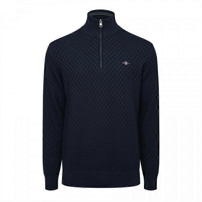 Gant Mens Checked Half Zip Sweatshirt