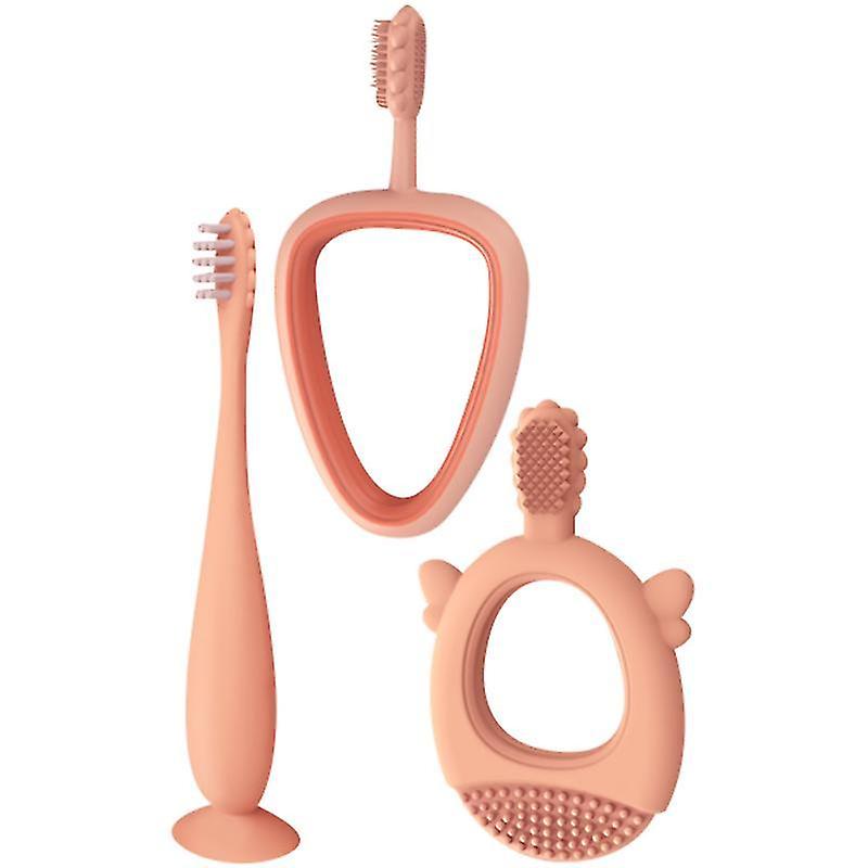 Pink Toothbrushes 3pcs Baby Toothbrushes Oral Care Tooth Brushes Infant Training Toothbrushes