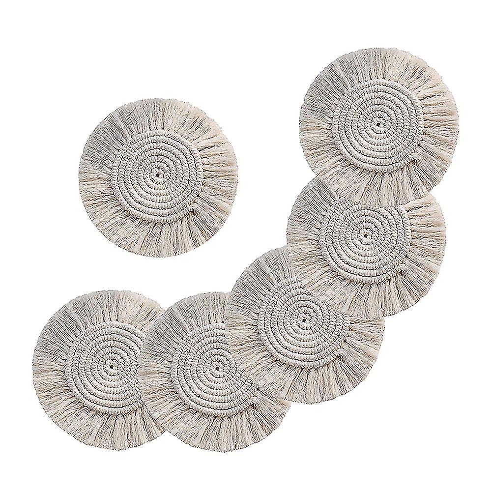 6 Handmade Macrame Coasters, Coffee Beverage Beer Mugs, Mat, Boho Table Decoration (tassel Coaster