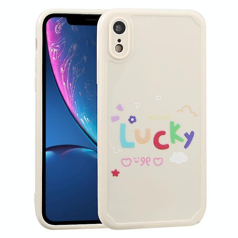For Iphone Xr Lucky Letters Tpu Soft Shockproof Case(creamy-white)