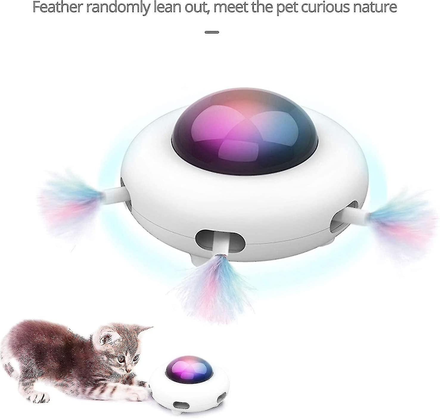 Ufo Interactive Cat Toy, Usb Charging Cat Feather Toys, Automatic Teasing And Spinning, Electronic Feather Toys For Cats