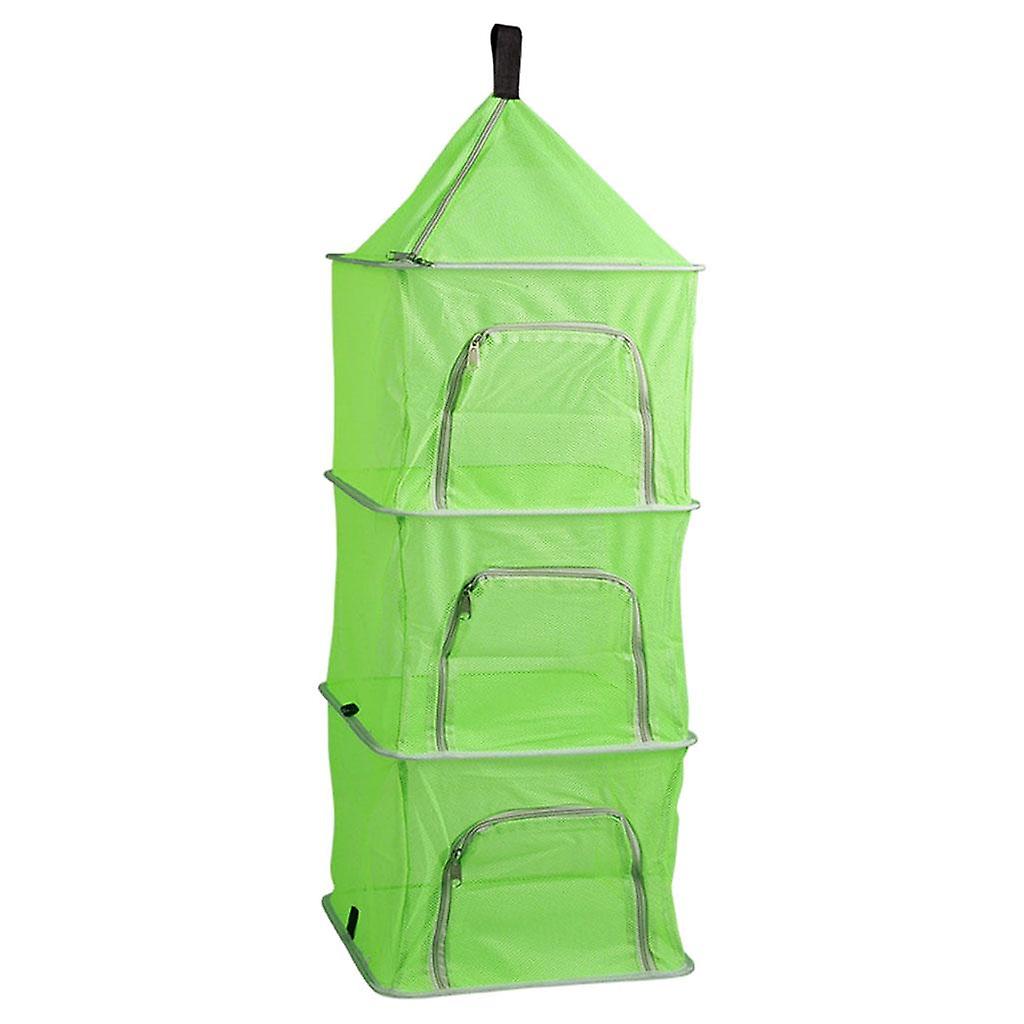 Four-layer Outdoor Drying Net Hanging Dryer Net Camping Storage Green