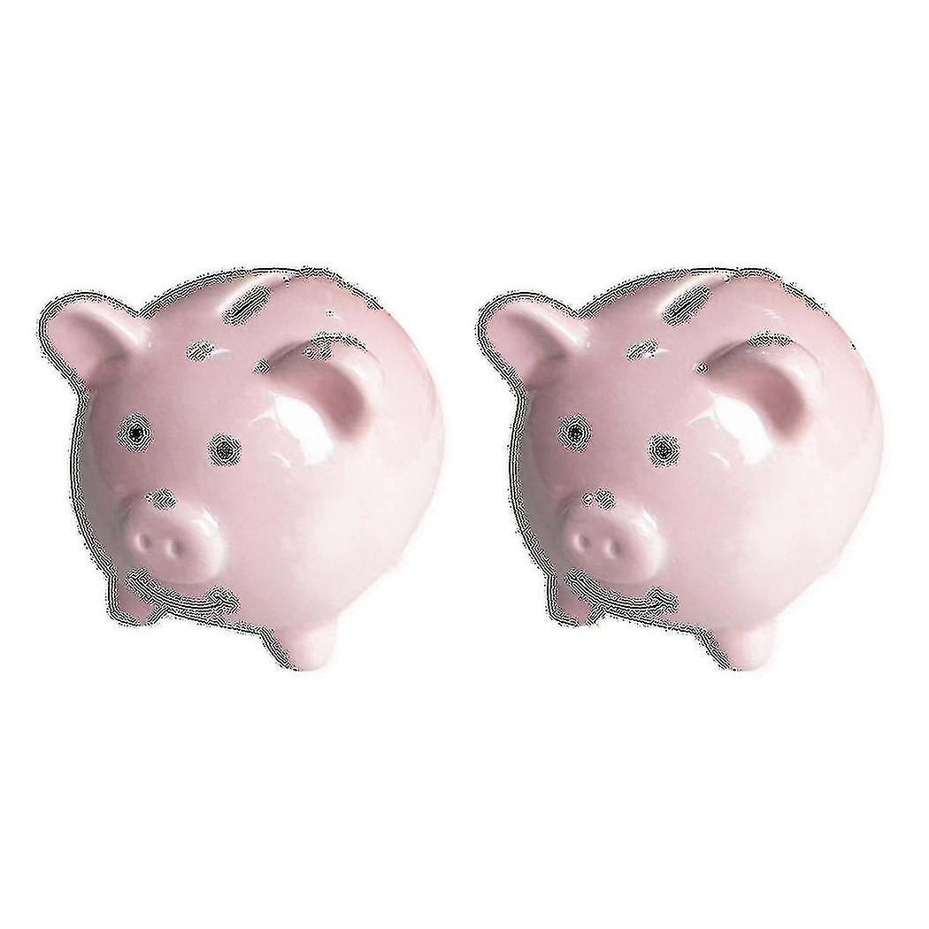 2x Ceramic Keepsake Piggy Bank, Pink