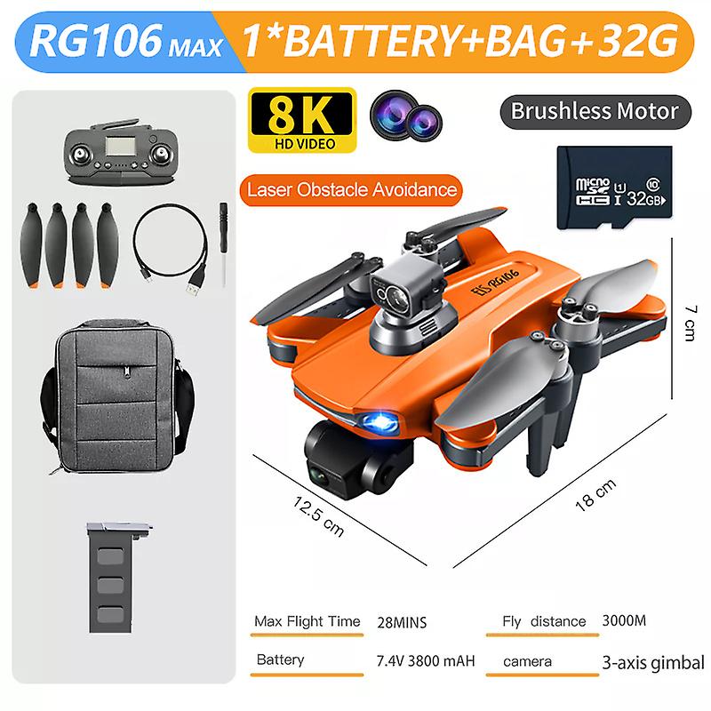 Rg106 Pro Drone 8k Profesional Gps 3km Rc Quadcopter With Dual Camera Dron 3 Axis Brushless 5g Wifi Fpv Helicopter Toys Gifts