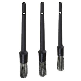 3Pcs Car Detailing Brush Kit Boar Hair Vehicle Auto Wheel Clean Brush Set