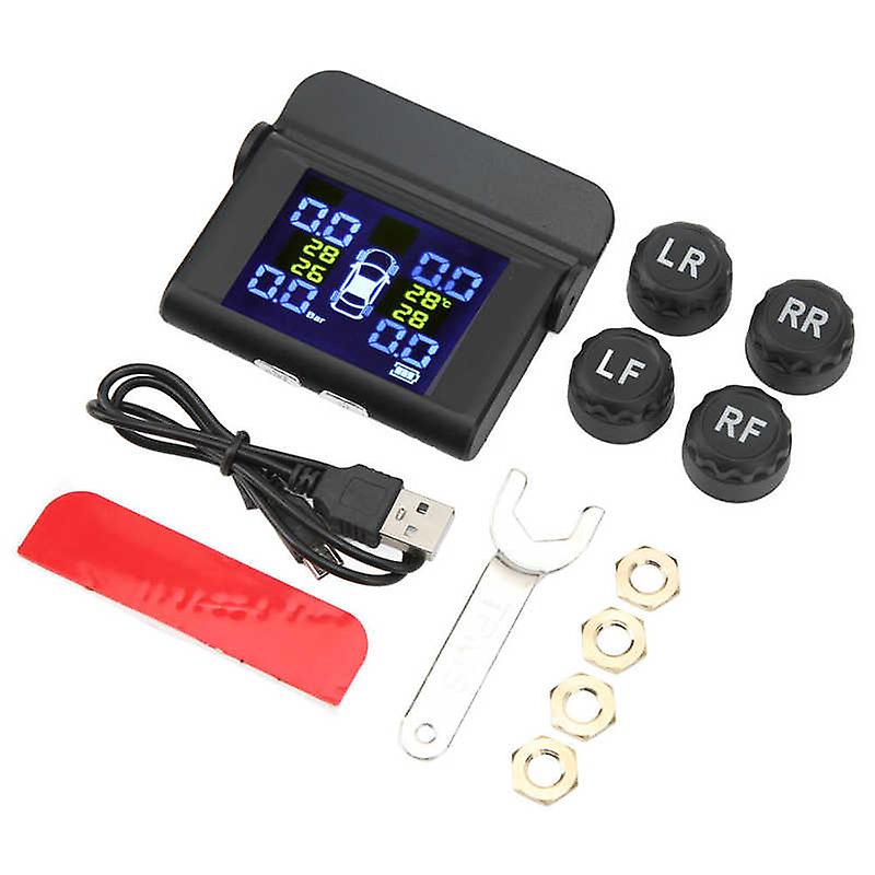 Tire Pressure Monitoring System Real Time Monitoring Wireless Solar Tpms Large Screen Display High Accuracy For Rv