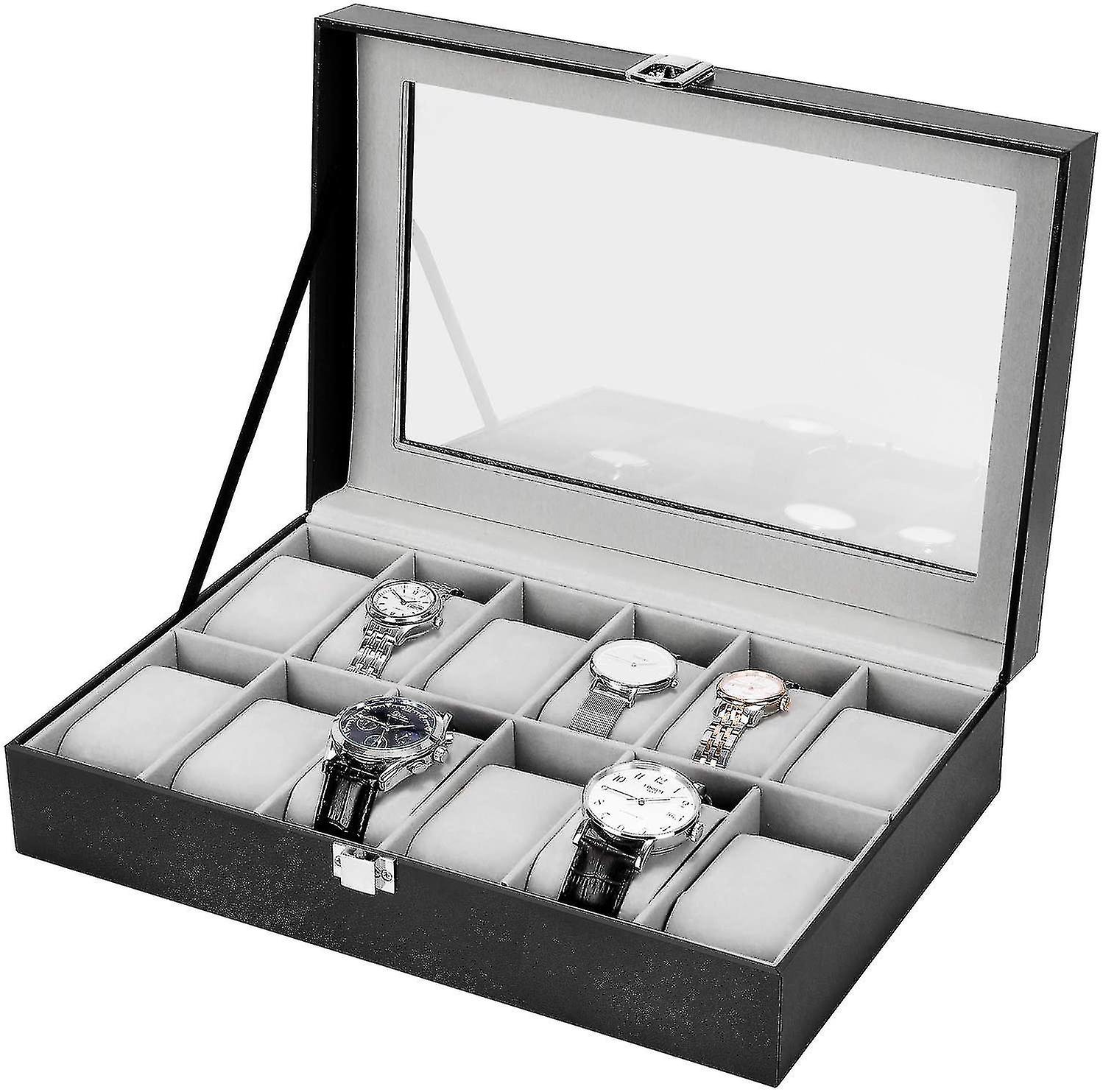 Uhrenbox, 12 Fächer Pu Leder Uhr box Schmuck Uhr Display Lagerung