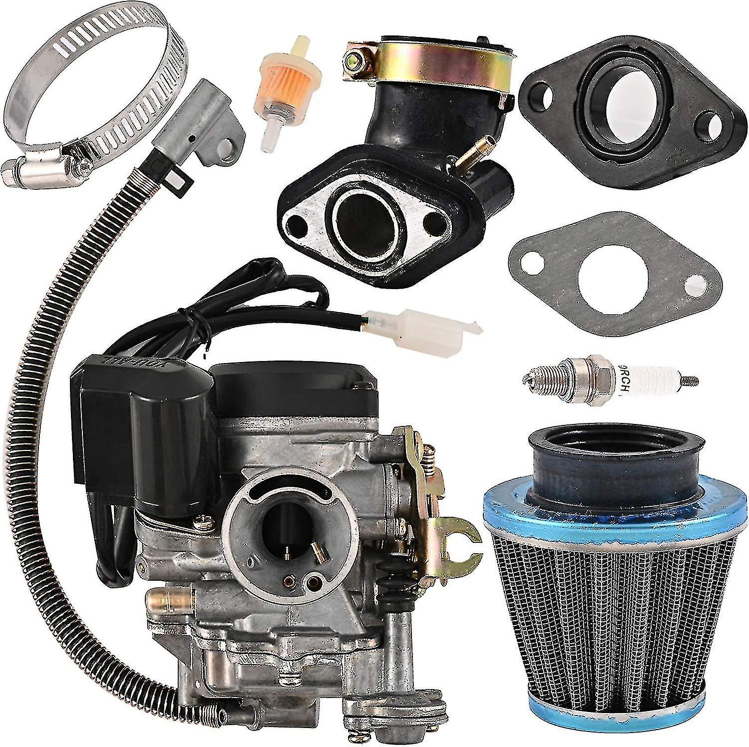 GY6 50CC 49CC 80CCarburetor For 4 Stroke Scooter Moped 139QMA 139QMB Taotao Kymco Scooter Moped PD18J Carb Engine With Intake Manifold Air Filter Kit In | Whizz - Foto 4