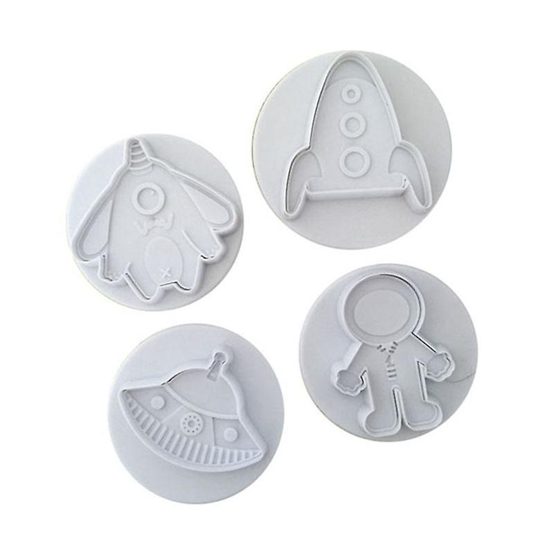 4pcs Outer Space Shape Cookie Cutters Cake Decorating Tool Plunger