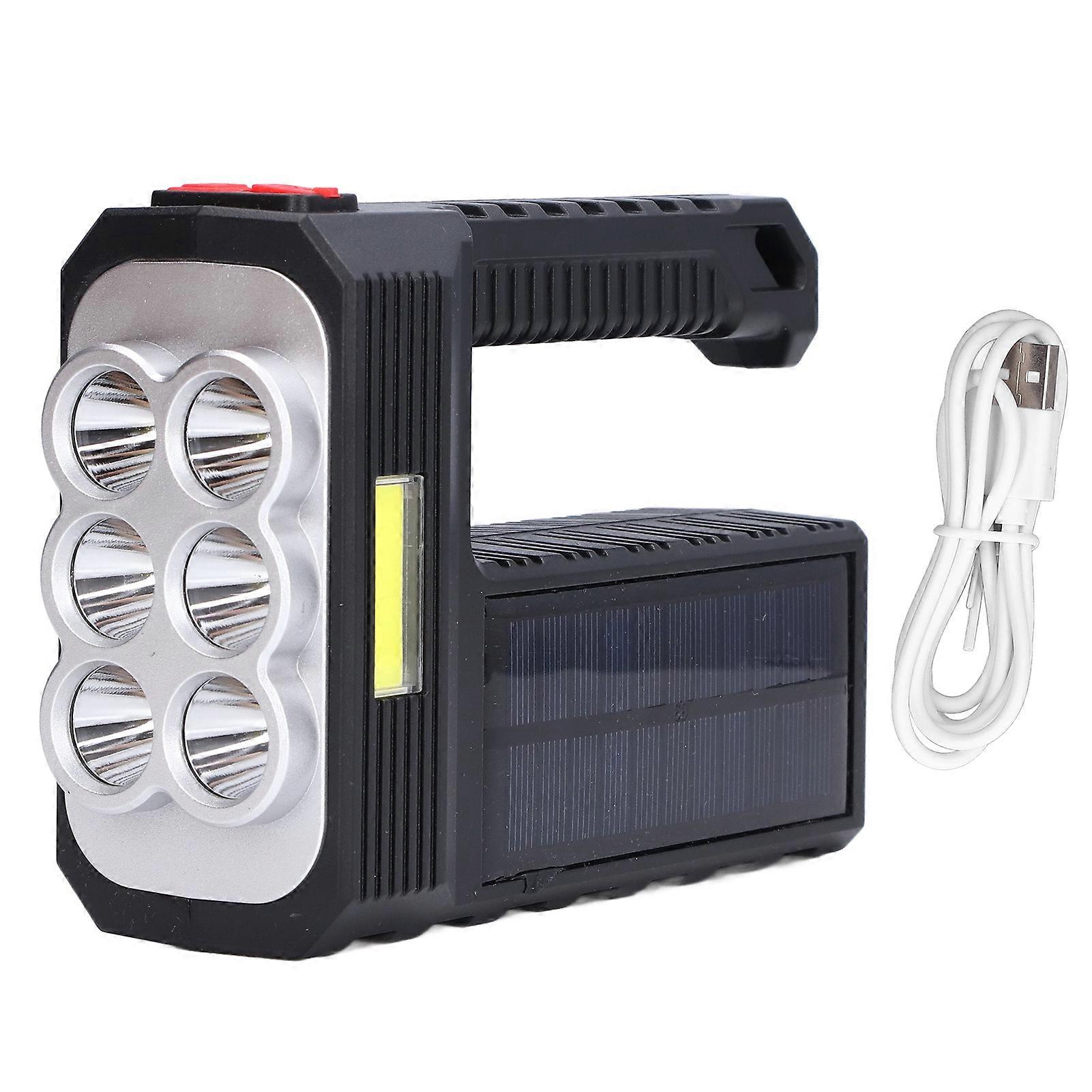 LED Solar Flashlight Multifunctional Emergency Hand Light 4 Mode Waterproof Camping Flashlight