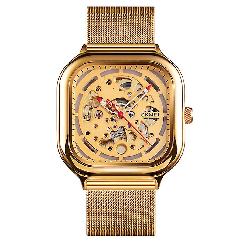 SKMEI 9184 Men Square Tourbillon Automatic Mechanical Watch Gold