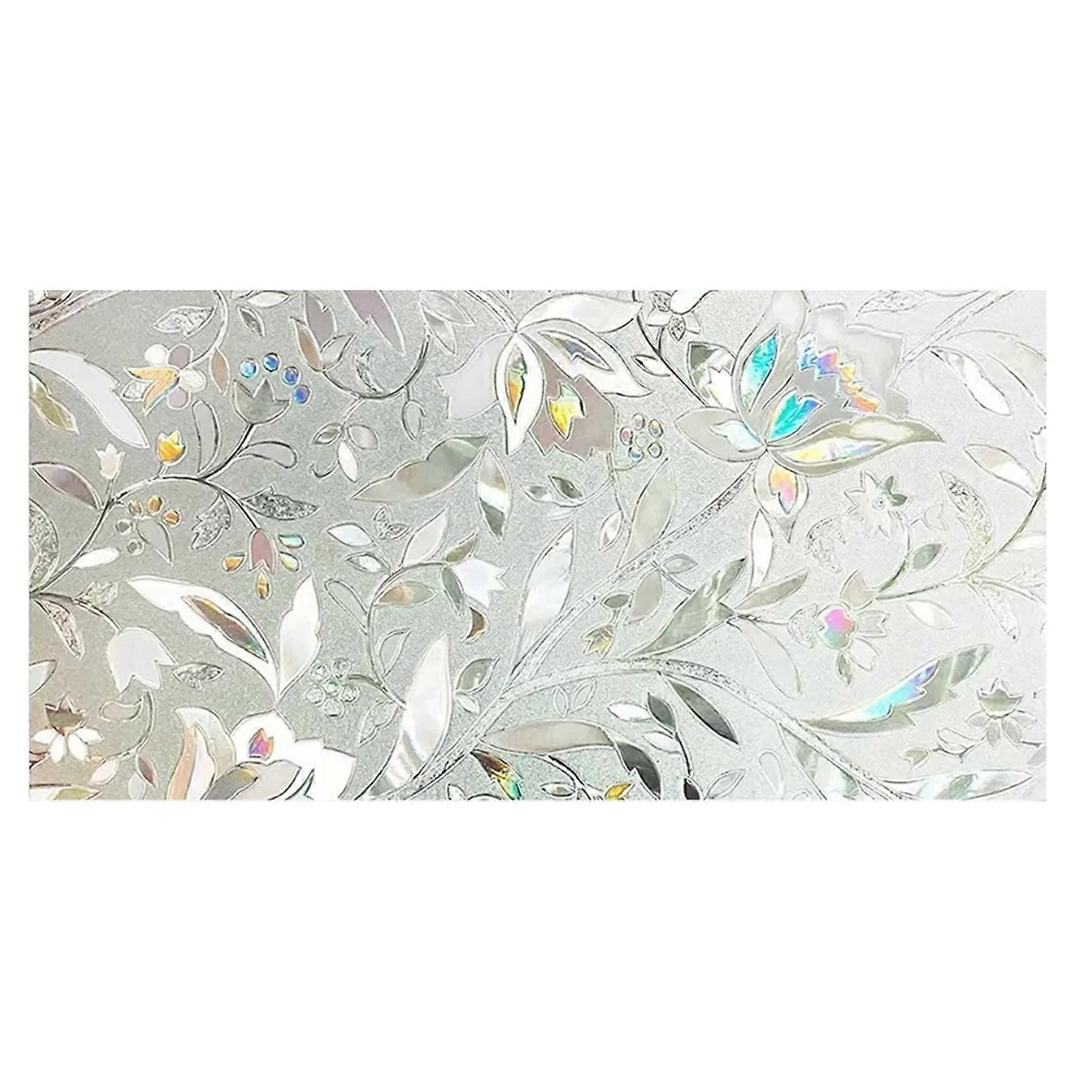 60x300cm 3D Tulip Pattern Self Adhesive Window Privacy Film Static Cling Window Sticker for Home Office 