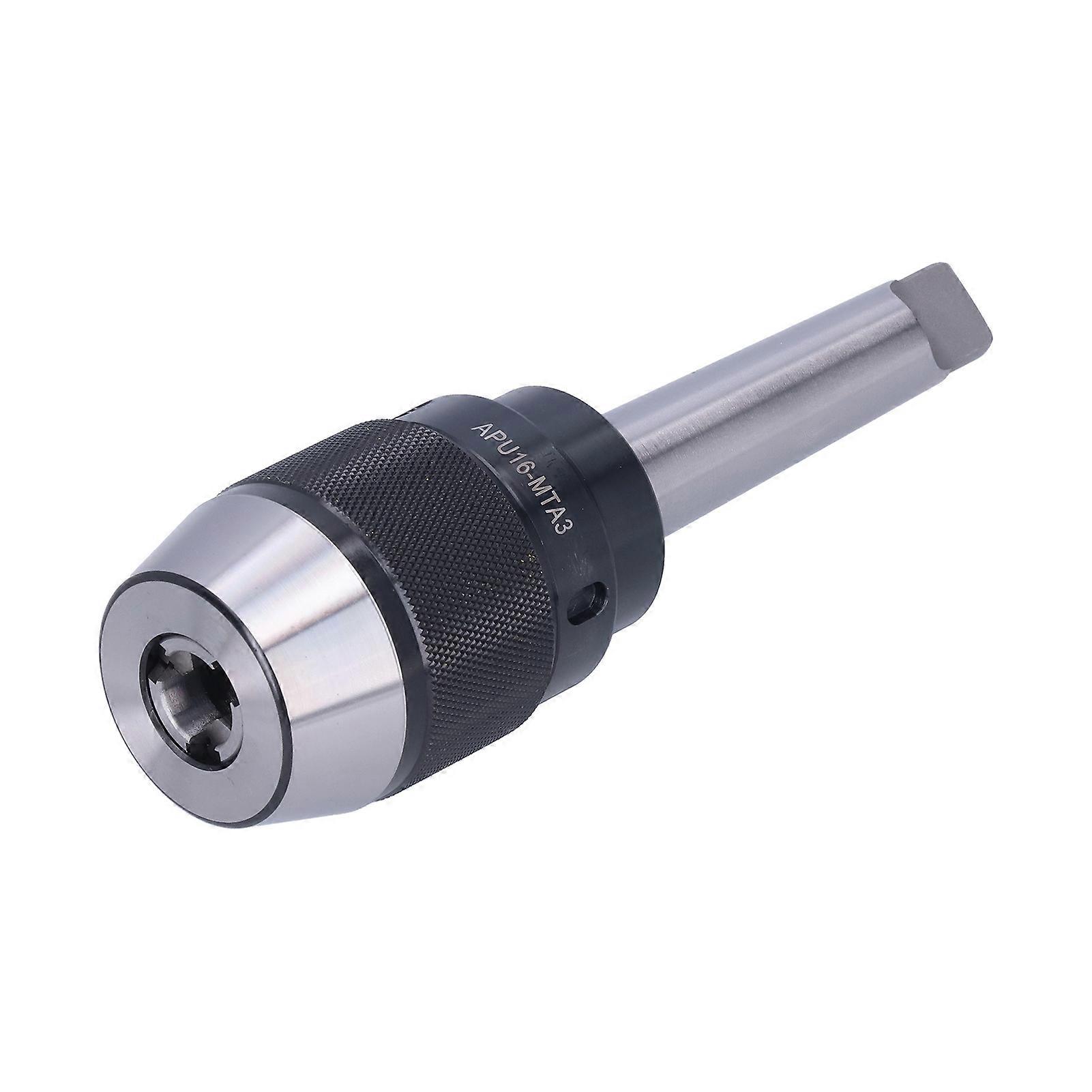 Qukaim Drill Chuck Integrated Morse Flat Tail Drill Chuck, Manual Hardware Power Tool Accessories, APU16 MT3, Compatible with Lathes, Durable