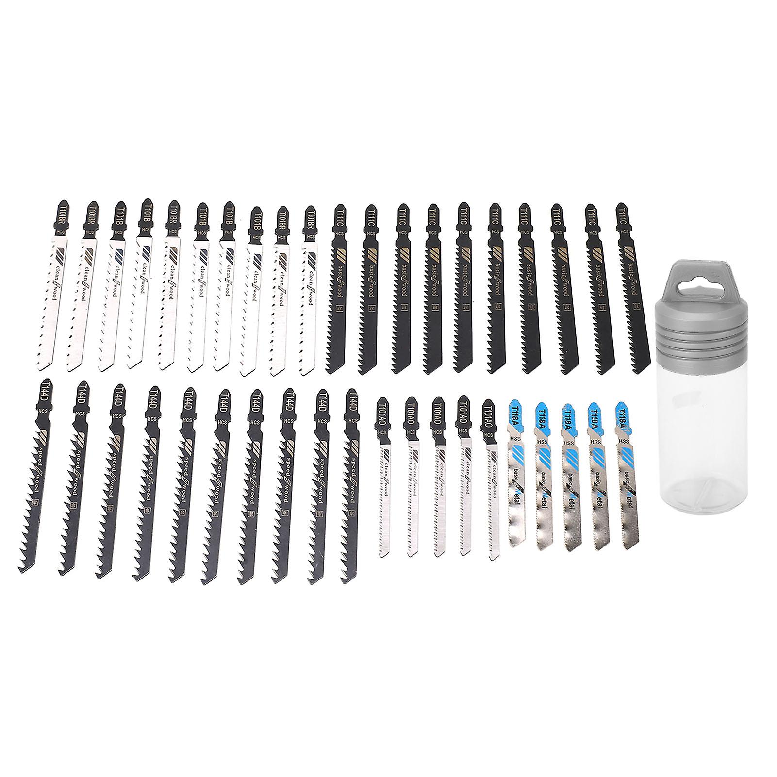 Risegun Reciprocating Saw Blade Jigsaw Blade Set, 40Pcs High Speed Steel Reciprocating Sabre Saw Cutting Tool for Wood, 6 Types HSS Shank