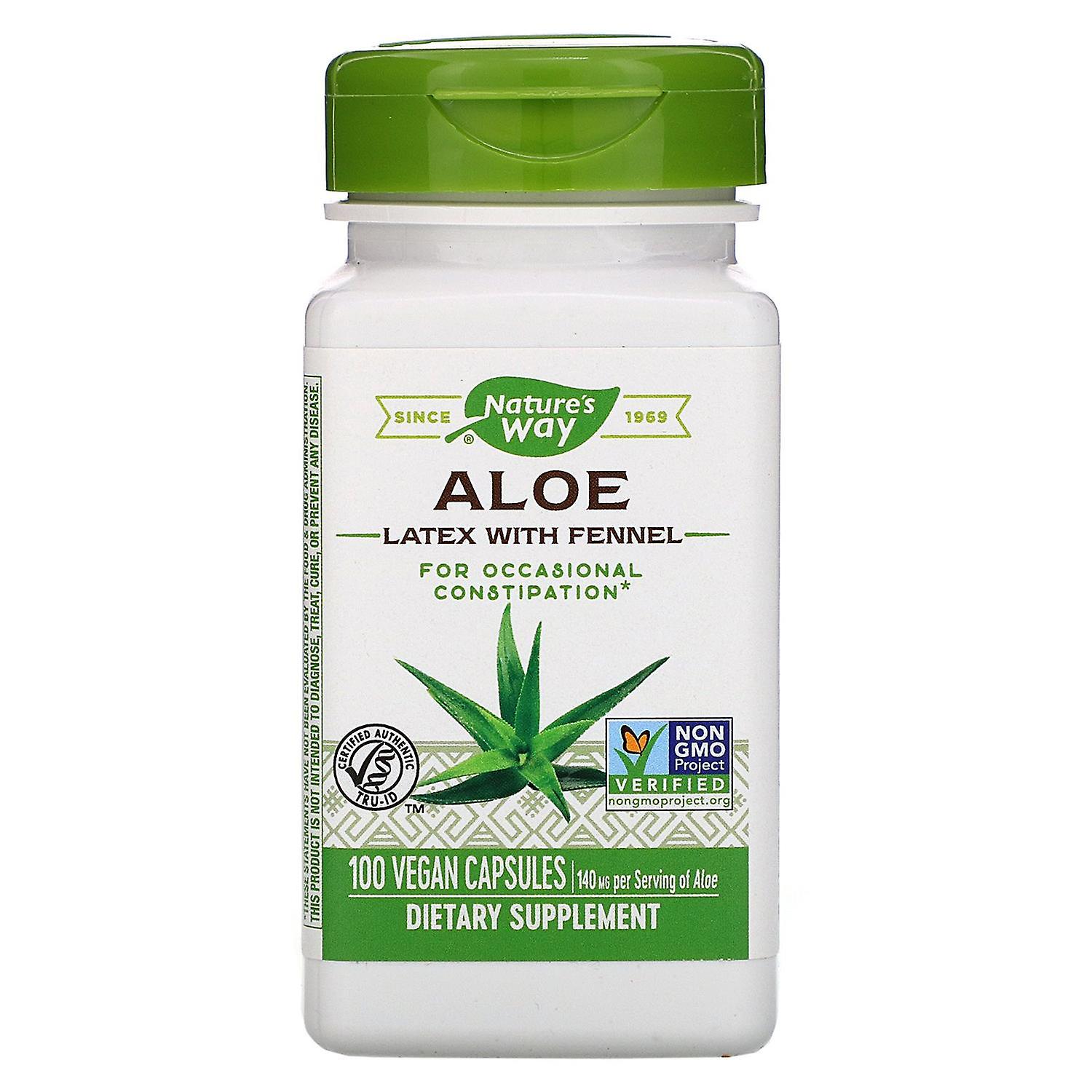 Nature's Way, Aloe Latex with Fennel, 140 mg, 100 Vegan Capsules