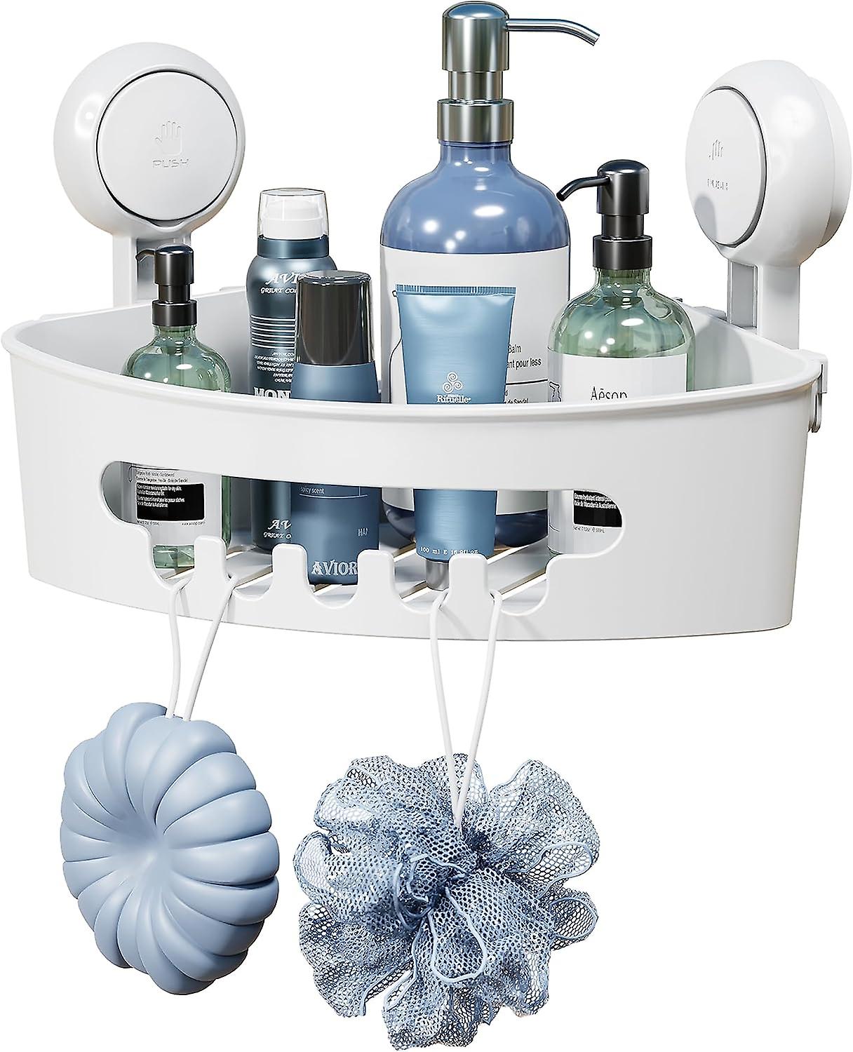 Shower Shelf - Load Capacity 10kg - Corner Suction Cup - 8.433cm - White 1pc