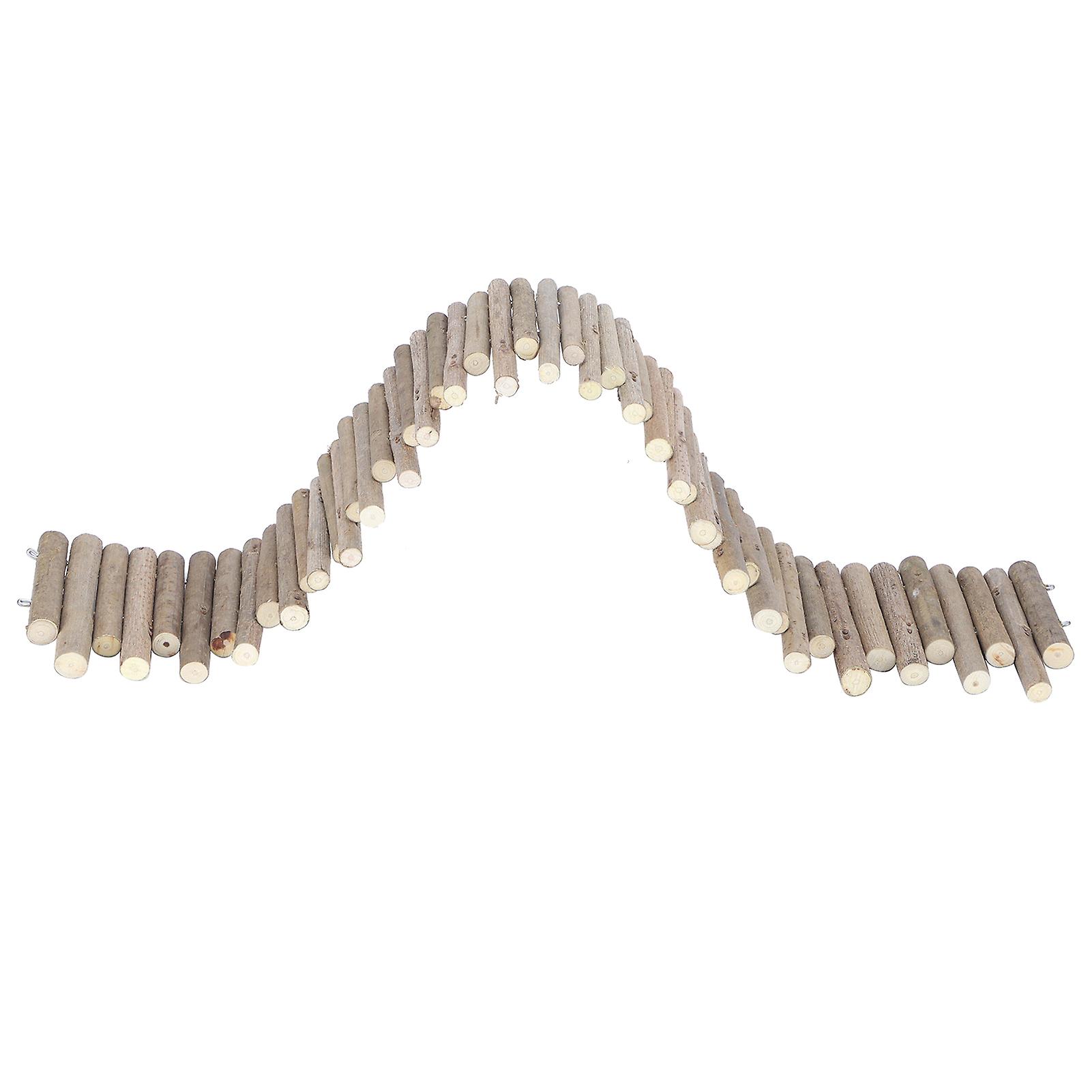 Hamster Wooden Fence Ladder Bridge Toy - Natural Wood Hideout for Small Animals, Safe and Durable, 30cm Length