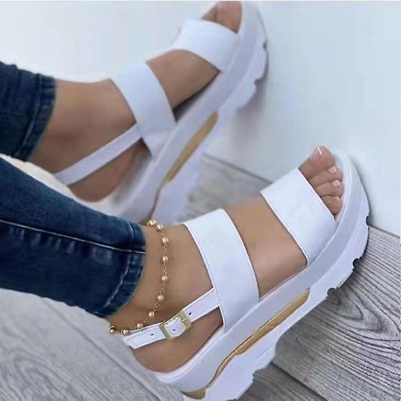 Women's Open Toe Wedge Platform Sandals Casual Adjustable Ankle