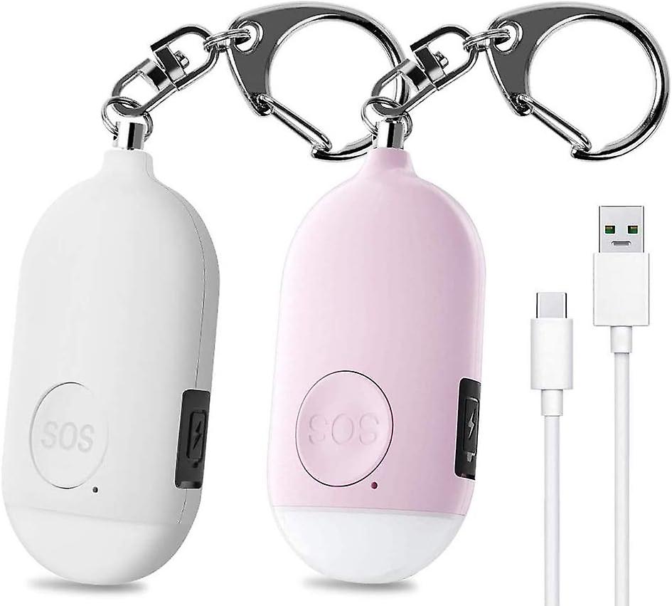 2 Pieces 130 DB Personal Emergency Alarm, Rechargeable Security A