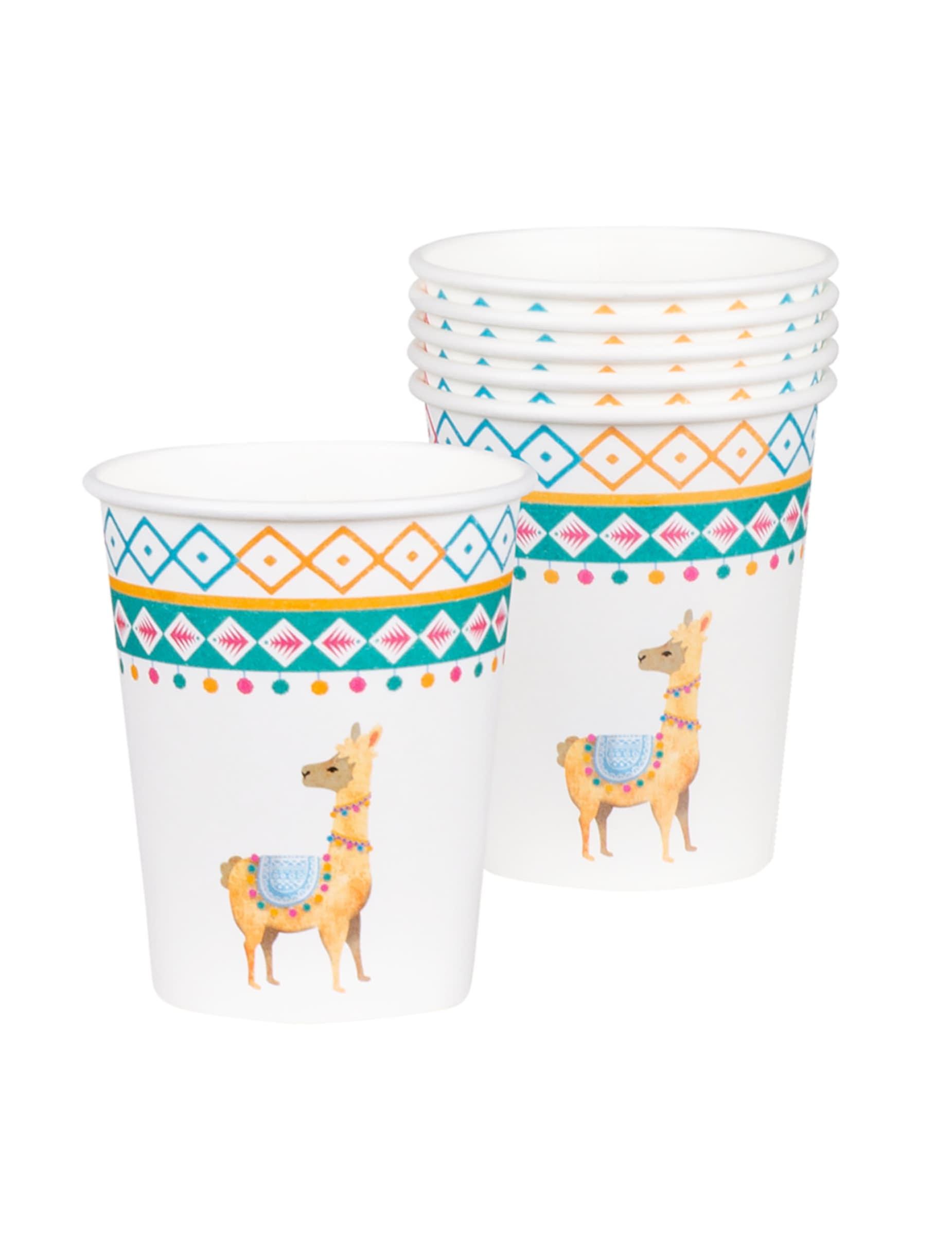 6 Gobelets en carton lama blancs 25 cl