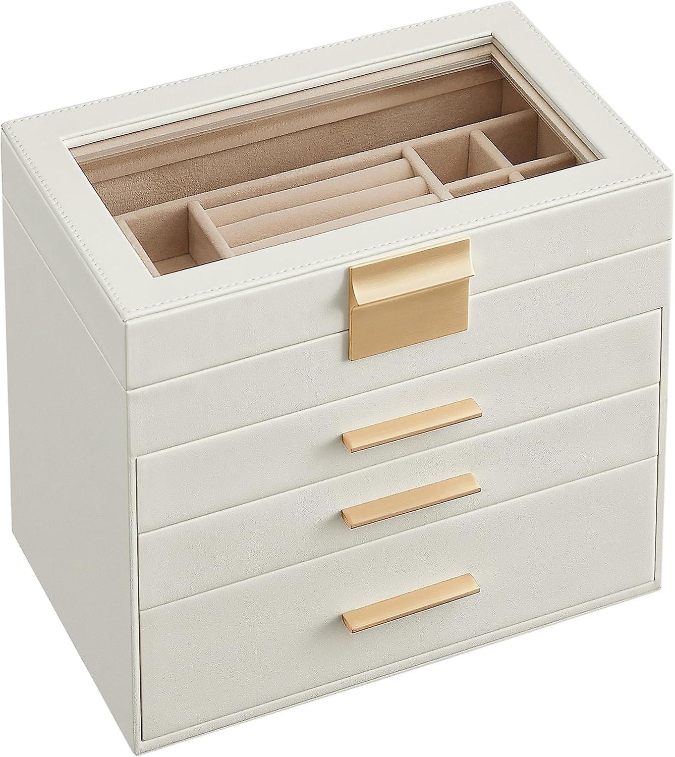 4-tier jewelry box with glass lid and spacious box