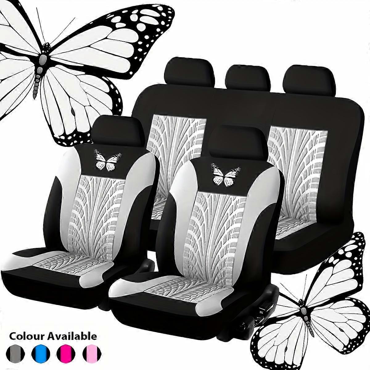 Universal Butterfly Bronzing Craft Pressure Mark Model Car Seat Cover 9 Piece-Set 5 Seats (Universal Model) Holiday Gift