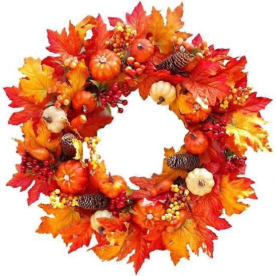 Fall Decoration Artificial For Front Door With Maple Leaf, Front Door Crown