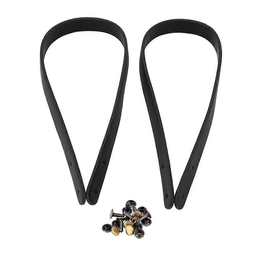 2 Pcs Sac Sangle À Main En Cuir Fendu DIY Fait À La Main Sac À Main Pièces avec 8 Ensemble Bronze Rivets(Noir)