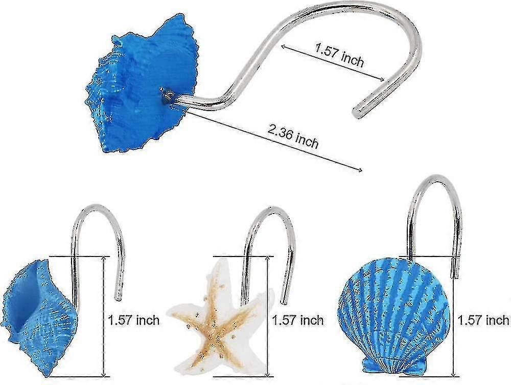 Navy Style Seashell Shower Curtain Hooks (12-pieces) Decorative Bath