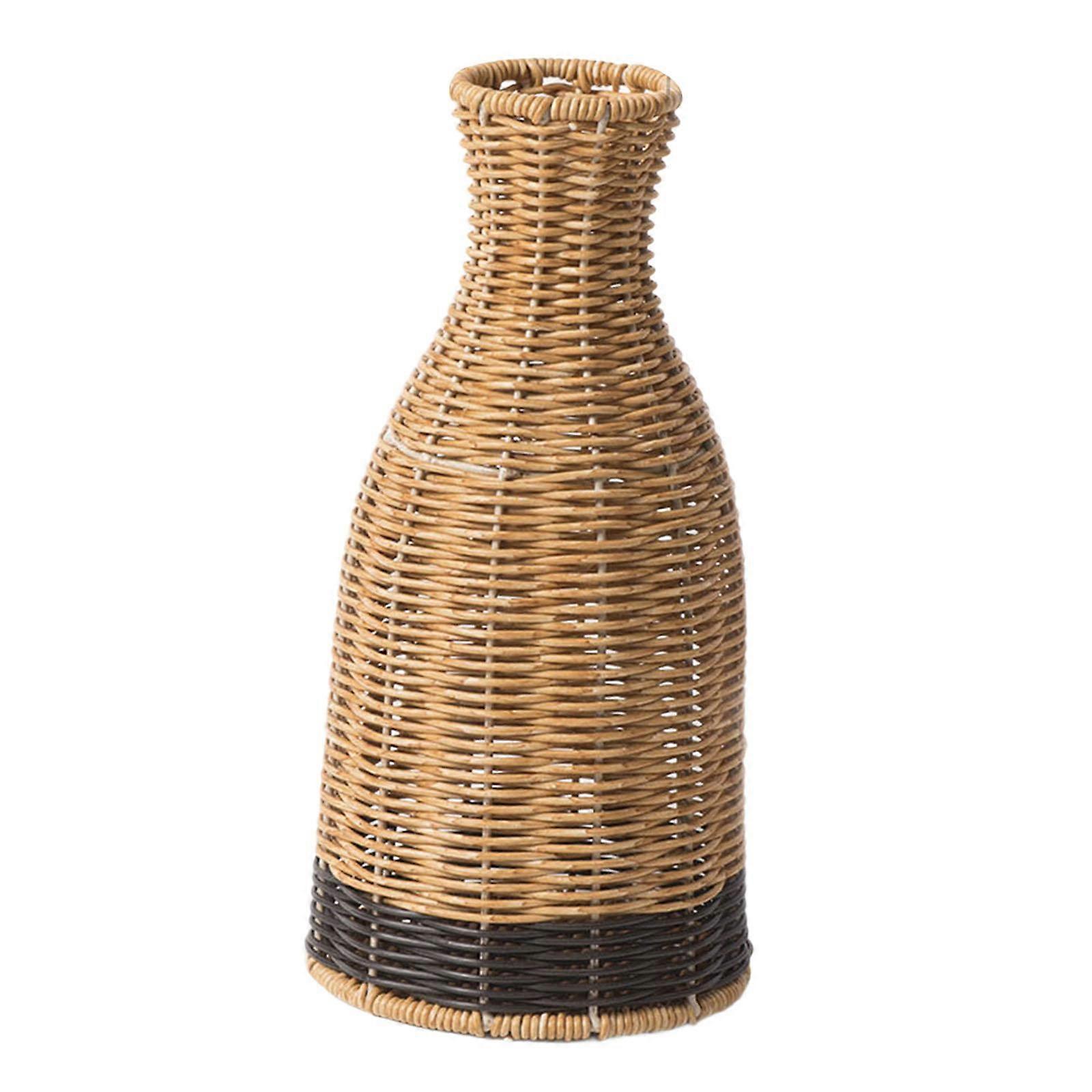 Vase de fleurs séchées Simple Boho Woven Vase pour Entrée de Table à manger de ferme Brun clair