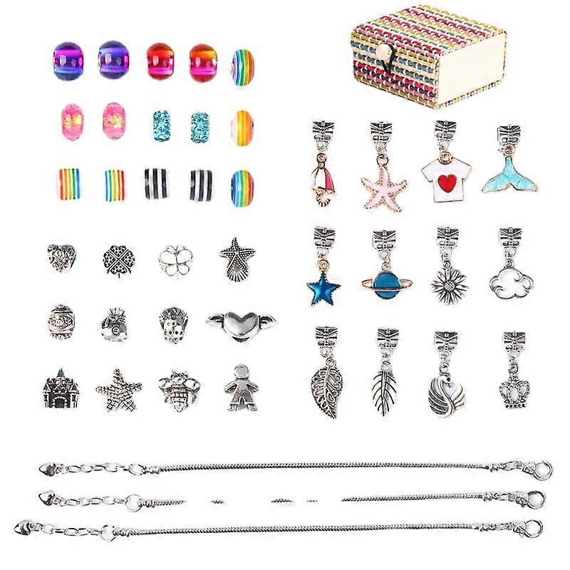 女の子のための面白いクリスマスギフトカラフルな漫画クリスタルブレスレットDIY竹ボックスセット